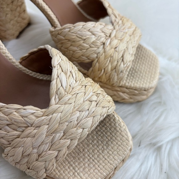 Kate Spade Biege Braided Raffia Espadrilles Woven Sandals - Picture 6 of 14
